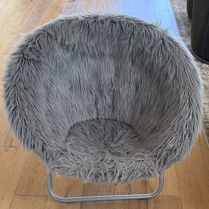 Faux Fur Accent Chair — Gray Plush Home Accent